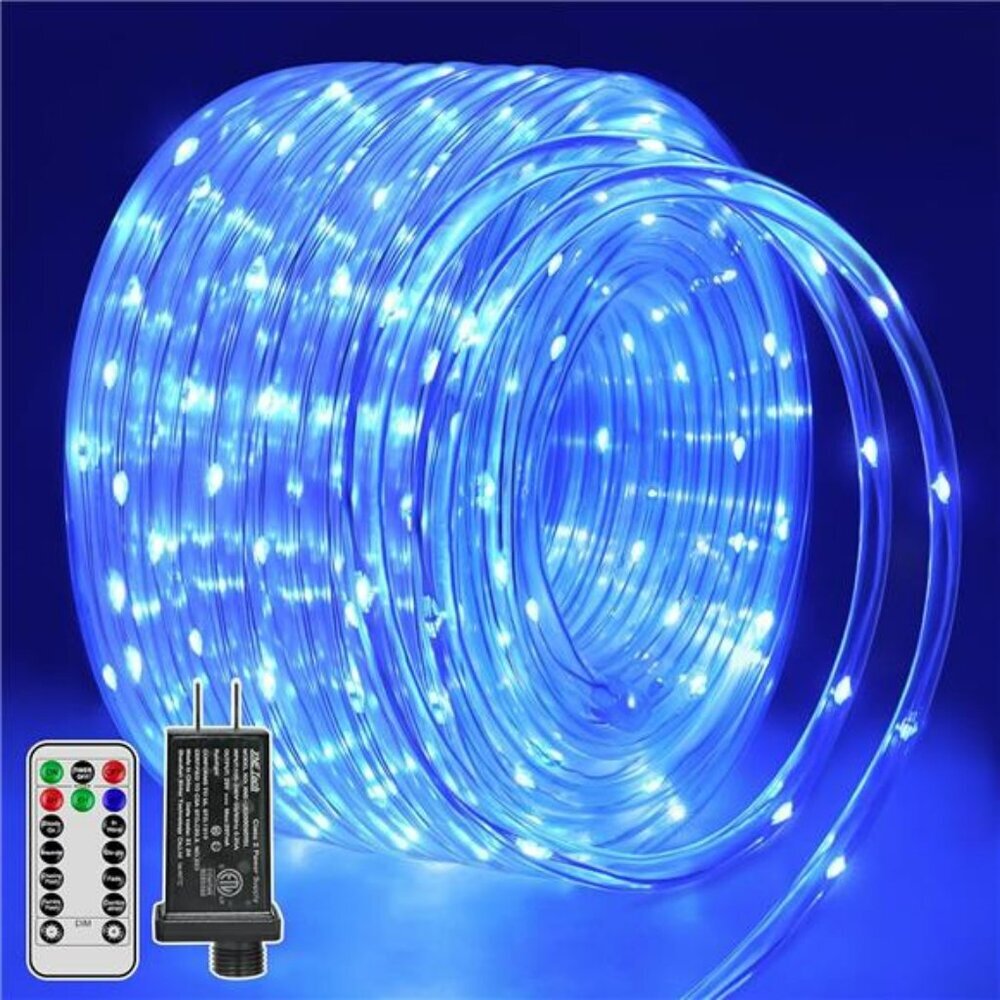 50ft blue LED rope lights waterproof remote control timer indoor outdoor decor